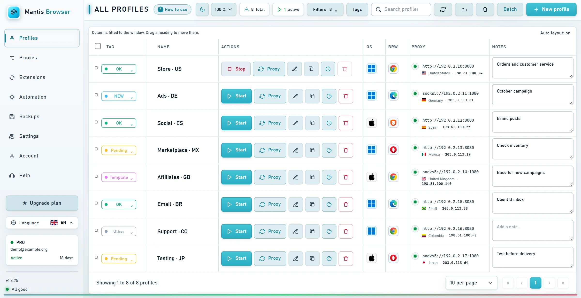 Mantis Browser — Antidetect multi-profile browser